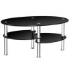 Tempered Glass Oval Side Coffee Table