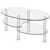 Tempered Glass Oval Side Coffee Table