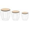 vidaXL Coffee Table Set 3 Pieces Poplar Plywood Iron