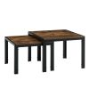 Nesting Coffee Table Set of 2;  Square Modern Stacking Table with Wood Finish for Living Room