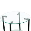 2-layer Tempered Glass End Table;  Round Coffee Table for Bedroom Living Room Office