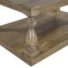 Rustic Floor Shelf Coffee Table with Storage; Solid Pine Wood