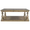 Rustic Floor Shelf Coffee Table with Storage; Solid Pine Wood