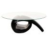 vidaXL Coffee Table with Oval Glass Top High Gloss Black