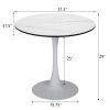 31.5"H White Tulip Table Mid-Century Dining Table with Round MDF Table Top;  Pedestal Dining Table;  End Table Leisure Coffee Table XH