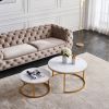 Modern Nesting coffee table; golden metal frame with marble color top-31.5"