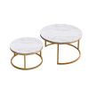 Modern Nesting coffee table; golden metal frame with marble color top-31.5"