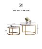 Modern Nesting coffee table; golden metal frame with marble color top-31.5"