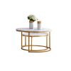 Modern Nesting coffee table; golden metal frame with marble color top-31.5"