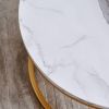 Modern Nesting coffee table; golden metal frame with marble color top-31.5"