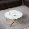 Cross Legs Glass Coffee Table with Metal Base