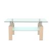 Rectangle Walnut Glass Coffee Table, Clear Coffee Table,Modern Side Center Tables for Living Room, Living Room Furniture