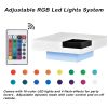 ON-TREND Modern Minimalist Design 31.5*31.5in Square Coffee Table with Detachable Tray and Plug-in 16-color LED Strip Lights Remote Control for Living