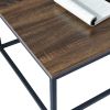 43.3in Modern Industrial Style Rectangular Wood Grain Top Coffee Table w/ Metal Frame