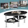 Tempered Glass Oval Side Coffee Table