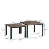 Nesting Coffee Table Set of 2;  Square Modern Stacking Table with Wood Finish for Living Room