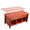 Lifting coffee table with cabinet-dark coffee color