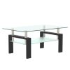 Rectangle Walnut Glass Coffee Table, Clear Coffee Table,Modern Side Center Tables for Living Room, Living Room Furniture