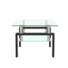 Rectangle Walnut Glass Coffee Table, Clear Coffee Table,Modern Side Center Tables for Living Room, Living Room Furniture