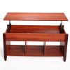 Lifting coffee table with cabinet-dark coffee color