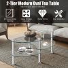 Tempered Glass Oval Side Coffee Table