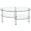 Tempered Glass Oval Side Coffee Table