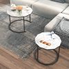 Marble Coffee Table End table 12-gon Shape;  25.6 " White Artificial Marble Top and Black Metal Legs can be used in living room;  outdoor;  anti-tip