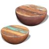 vidaXL Two Piece Bowl Shaped Coffee Table Set Solid Reclaimed Wood