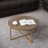 Cross Legs Glass Coffee Table with Metal Base