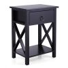 X-shaped bedside table with single drawer coffee table for bedroom living room - Set of 2