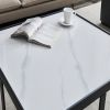 Minimalism Square coffee table; Black metal frame with sintered stone tabletop