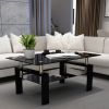 Rectangle Black Glass Coffee Table; Clear Coffee Table; Modern Side Center Tables for Living Room; Living Room Furniture