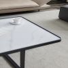 Minimalism Square coffee table; Black metal frame with sintered stone tabletop