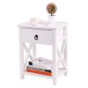 X-shaped bedside table with single drawer coffee table for bedroom living room - Set of 2