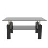 Rectangle Black Glass Coffee Table; Clear Coffee Table; Modern Side Center Tables for Living Room; Living Room Furniture