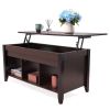 Lifting coffee table with cabinet-dark coffee color