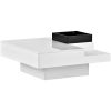 ON-TREND Modern Minimalist Design 31.5*31.5in Square Coffee Table with Detachable Tray and Plug-in 16-color LED Strip Lights Remote Control for Living