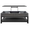 U-style Lift Top Coffee Table with Inner Storage Space and Shelf