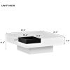 ON-TREND Modern Minimalist Design 31.5*31.5in Square Coffee Table with Detachable Tray and Plug-in 16-color LED Strip Lights Remote Control for Living