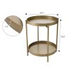 2-Tier Tray End Table, Metal Side Table Nightstand, Folding Round Accent Coffee Table for Living Room, Black XH