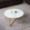 Cross Legs Glass Coffee Table with Metal Base