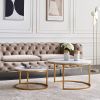 Modern Nesting coffee table; golden metal frame with marble color top-31.5"