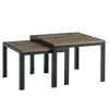 Nesting Coffee Table Set of 2;  Square Modern Stacking Table with Wood Finish for Living Room