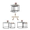 Marble Coffee Table End table 12-gon Shape;  25.6 " White Artificial Marble Top and Black Metal Legs can be used in living room;  outdoor;  anti-tip