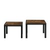 Nesting Coffee Table Set of 2;  Square Modern Stacking Table with Wood Finish for Living Room