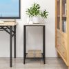 2-Tier End Table;  Industrial Side Table Nightstand with Durable Metal Frame;  Coffee Table with Mesh Shelves for Living Room;  Oak Finish