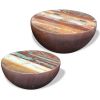 vidaXL Two Piece Bowl Shaped Coffee Table Set Solid Reclaimed Wood