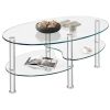 Tempered Glass Oval Side Coffee Table