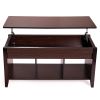 Lifting coffee table with cabinet-dark coffee color