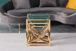 3 Pieces Gold Square Nesting Glass End Tables- Small Coffee Table Set- Stainless Steel Small Coffee Tables with Clear Tempered Glass- 18" Modern Minim